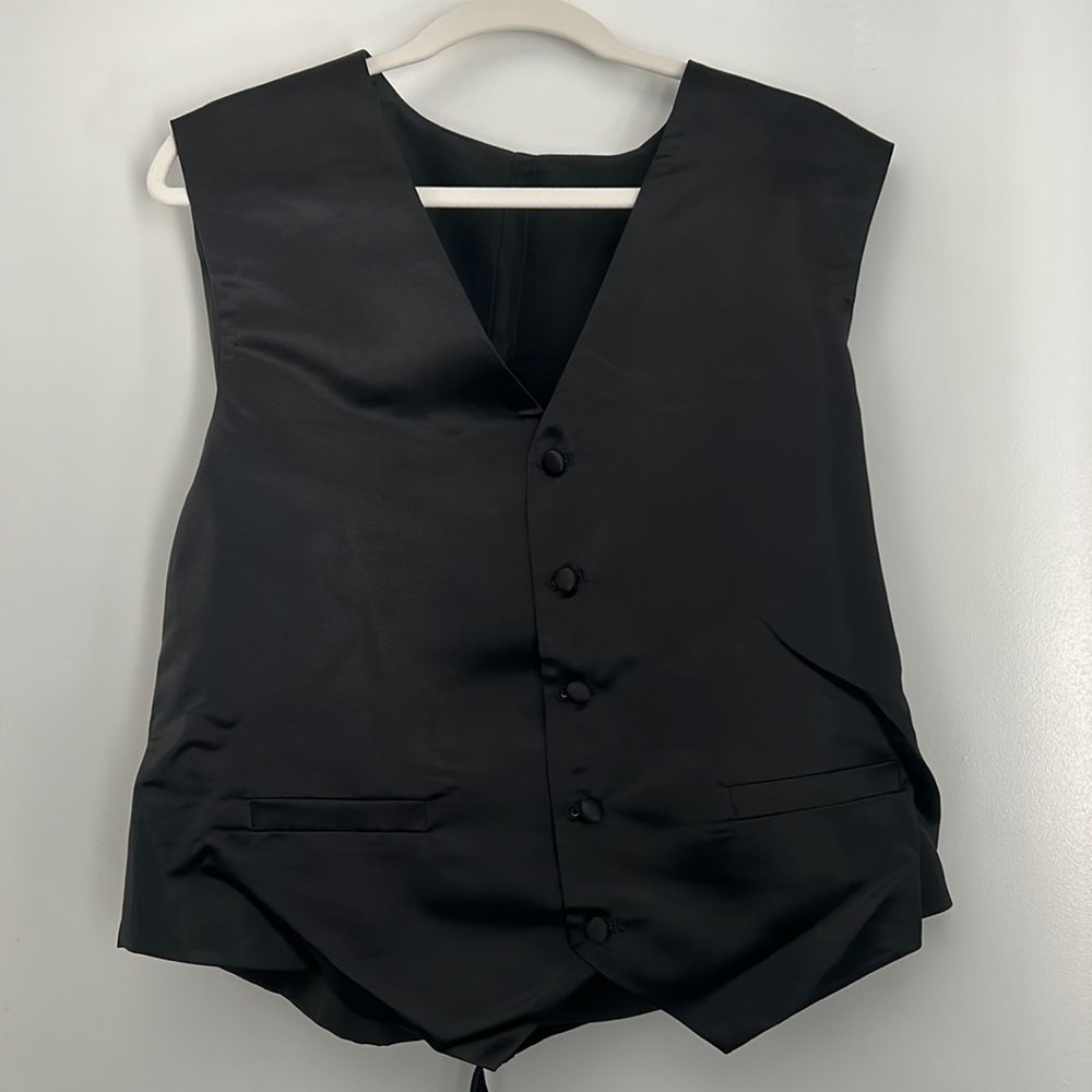Black satin tuxedo vest